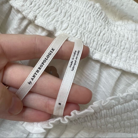 Anthropologie White Off the Shoulder Floral Embroidered Blouse - Picture 3 of 7